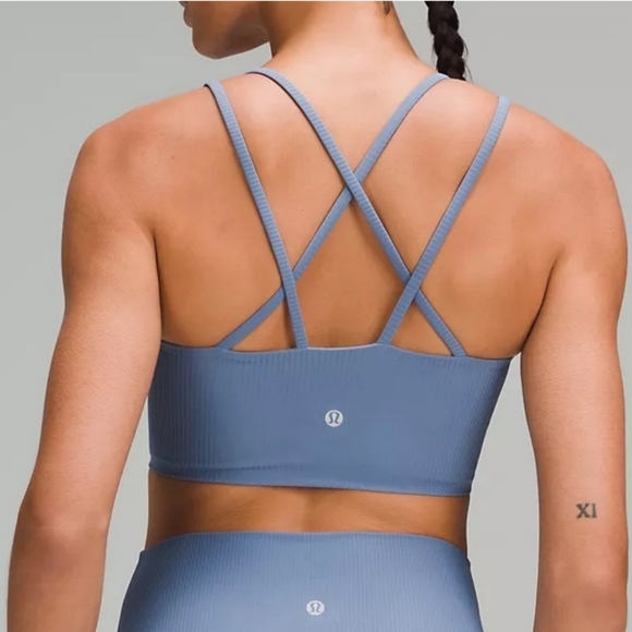 Lululemon Like a Cloud Ribbed Longline Bra Light Support, B/C Cup Oasis Blue - Picture 4 of 4